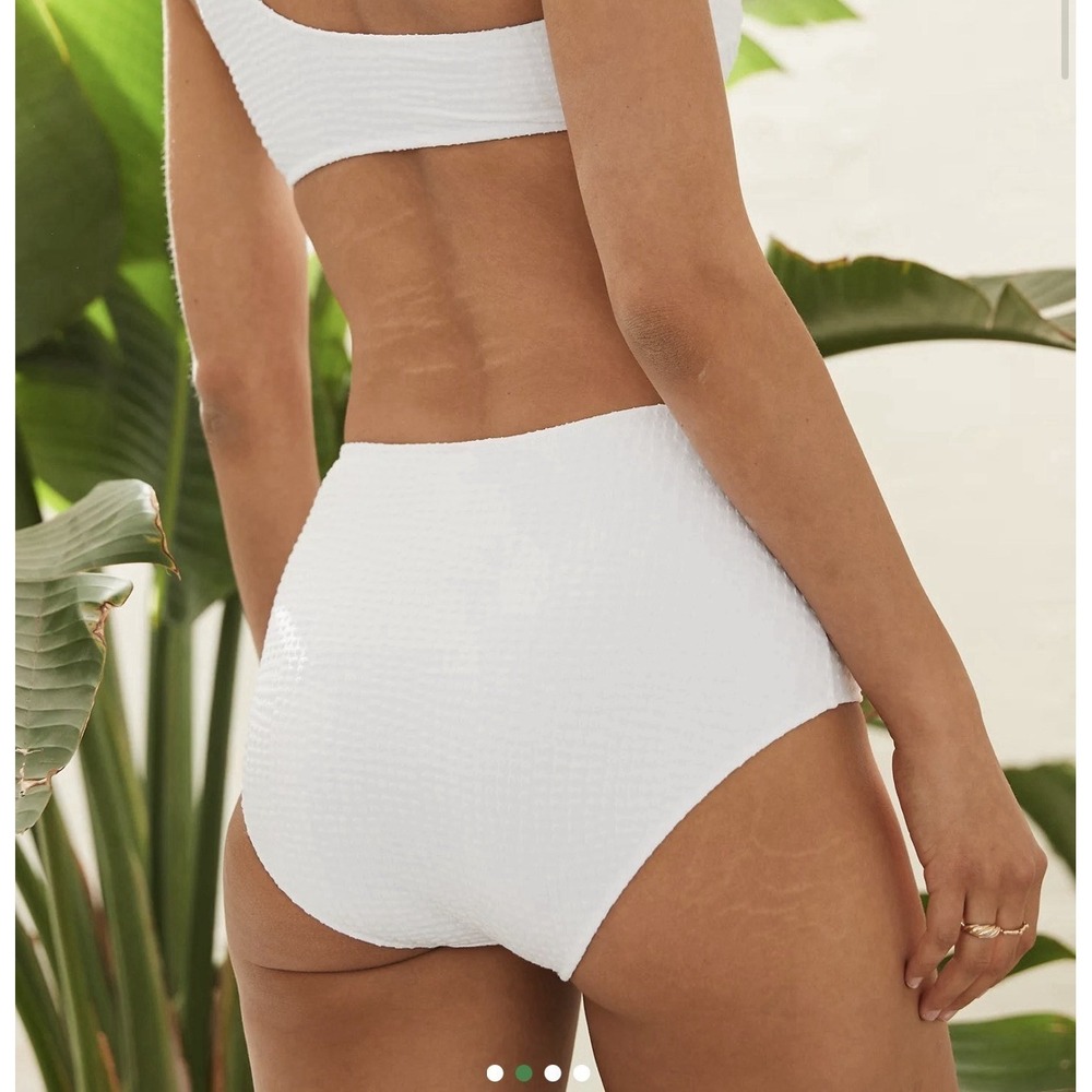 Aerie Swim Bikini Two Piece High Waisted White Bottoms Floral Triangle Top Large - Picture 7 of 10